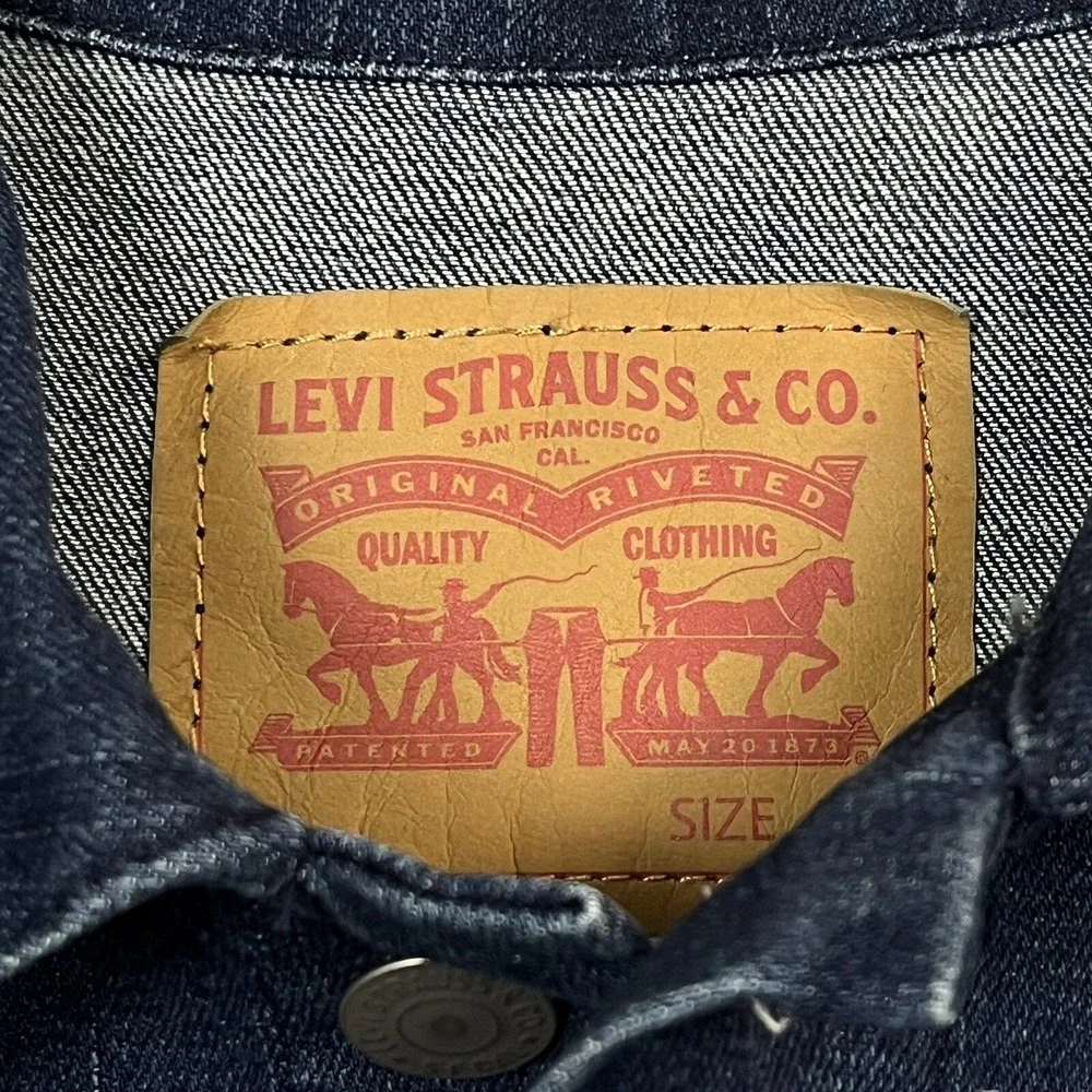 Levis Youth Boys Denim Trucker Jacket S (8-10 Years) Dark Blue Stretch‎ Fabric
